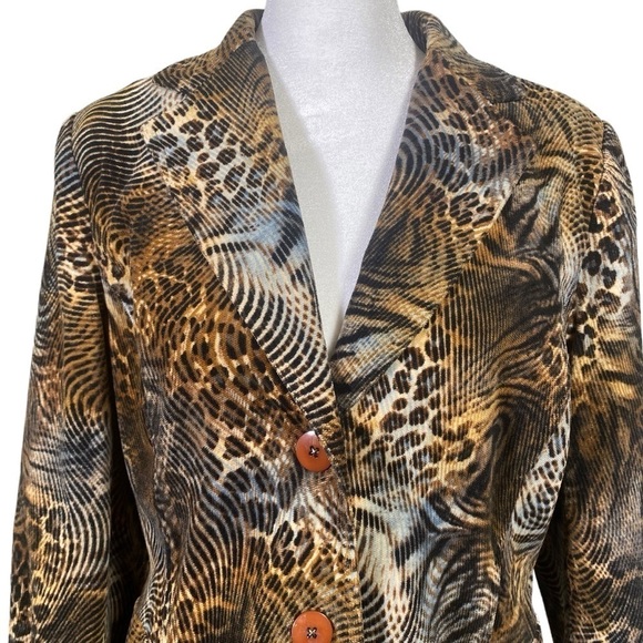 Trousers Etc. women's size 8 Multi animal print fine corduroy Mob Wife blazer - Picture 2 of 10